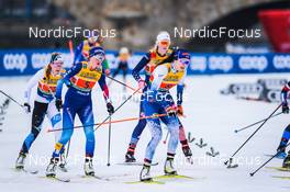 19.12.2021, Dresden, Germany (GER): Mariel Merlii Pulles (EST), Lea Fischer (SUI), Hailey Swirbul (USA-II), Jasmin Kahara (FIN), (l-r) - FIS world cup cross-country, team sprint, Dresden (GER). www.nordicfocus.com. © Tumashov/NordicFocus. Every downloaded picture is fee-liable.