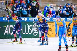 19.12.2021, Dresden, Germany (GER): Julia Kern (USA), Jessie Diggins (USA), (l-r) - FIS world cup cross-country, team sprint, Dresden (GER). www.nordicfocus.com. © Tumashov/NordicFocus. Every downloaded picture is fee-liable.