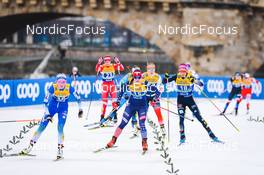 19.12.2021, Dresden, Germany (GER): Anamarija Lampic (SLO), Julia Kern (USA), Sofie Krehl (GER-II), (l-r) - FIS world cup cross-country, team sprint, Dresden (GER). www.nordicfocus.com. © Tumashov/NordicFocus. Every downloaded picture is fee-liable.