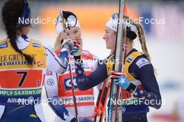 19.12.2021, Dresden, Germany (GER): (l-r), Jenny Solin (SWE-II), Jessie Diggins (USA) - FIS world cup cross-country, team sprint, Dresden (GER). www.nordicfocus.com. © Tumashov/NordicFocus. Every downloaded picture is fee-liable.