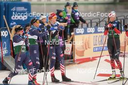 17.12.2021, Dresden, Germany (GER): (l-r), Jessie Diggins (USA), Julia Kern (USA), Hailey Swirbul (USA), Dahria Beatty (CAN) - FIS world cup cross-country, training, Dresden (GER). www.nordicfocus.com. © Tumashov/NordicFocus. Every downloaded picture is fee-liable.