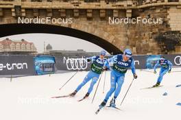 17.12.2021, Dresden, Germany (GER): (l-r), Federico Pellegrino (ITA), Francesco De Fabiani (ITA) - FIS world cup cross-country, training, Dresden (GER). www.nordicfocus.com. © Tumashov/NordicFocus. Every downloaded picture is fee-liable.