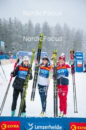 29.12.2021, Lenzerheide, Switzerland (SUI): Ebba Andersson (SWE), Kerttu Niskanen (FIN), Natalia Nepryaeva (RUS), (l-r) - FIS world cup cross-country, tour de ski, 10km women, Lenzerheide (SUI). www.nordicfocus.com. © Modica/NordicFocus. Every downloaded picture is fee-liable.