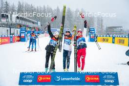 29.12.2021, Lenzerheide, Switzerland (SUI): Ebba Andersson (SWE), Kerttu Niskanen (FIN), Natalia Nepryaeva (RUS), (l-r) - FIS world cup cross-country, tour de ski, 10km women, Lenzerheide (SUI). www.nordicfocus.com. © Modica/NordicFocus. Every downloaded picture is fee-liable.