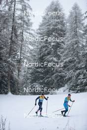 29.12.2021, Lenzerheide, Switzerland (SUI): Kevin Bolger (USA), Hugo Lapalus (FRA), (l-r)  - FIS world cup cross-country, tour de ski, 15km men, Lenzerheide (SUI). www.nordicfocus.com. © Modica/NordicFocus. Every downloaded picture is fee-liable.