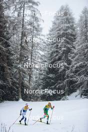 29.12.2021, Lenzerheide, Switzerland (SUI): Gustaf Berglund (SWE), Thomas Maloney Westgaard (IRL), (l-r)  - FIS world cup cross-country, tour de ski, 15km men, Lenzerheide (SUI). www.nordicfocus.com. © Modica/NordicFocus. Every downloaded picture is fee-liable.
