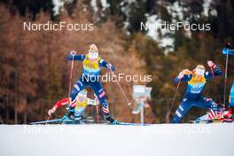 28.12.2021, Lenzerheide, Switzerland (SUI): Jessie Diggins (USA), Hailey Swirbul (USA), (l-r)  - FIS world cup cross-country, tour de ski, individual sprint, Lenzerheide (SUI). www.nordicfocus.com. © Modica/NordicFocus. Every downloaded picture is fee-liable.