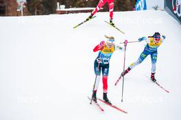 28.12.2021, Lenzerheide, Switzerland (SUI): Anne Kjersti Kalvaa (NOR), Krista Parmakoski (FIN), (l-r)  - FIS world cup cross-country, tour de ski, individual sprint, Lenzerheide (SUI). www.nordicfocus.com. © Modica/NordicFocus. Every downloaded picture is fee-liable.
