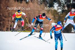 28.12.2021, Lenzerheide, Switzerland (SUI): Janik Riebli (SUI), Michal Novak (CZE), Johannes Hoesflot Klaebo (NOR), (l-r)  - FIS world cup cross-country, tour de ski, individual sprint, Lenzerheide (SUI). www.nordicfocus.com. © Modica/NordicFocus. Every downloaded picture is fee-liable.