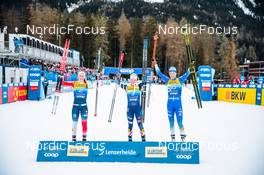 28.12.2021, Lenzerheide, Switzerland (SUI): Mathilde Myhrvold (NOR), Jessie Diggins (USA), Anamarija Lampic (SLO), (l-r)  - FIS world cup cross-country, tour de ski, individual sprint, Lenzerheide (SUI). www.nordicfocus.com. © Modica/NordicFocus. Every downloaded picture is fee-liable.