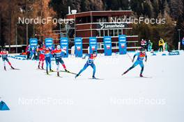 28.12.2021, Lenzerheide, Switzerland (SUI): Erik Valnes (NOR), Paal Golberg (NOR), Valerio Grond (SUI), Roman Furger (SUI), Renaud Jay (FRA), Alexander Terentev (RUS), (l-r)  - FIS world cup cross-country, tour de ski, individual sprint, Lenzerheide (SUI). www.nordicfocus.com. © Modica/NordicFocus. Every downloaded picture is fee-liable.