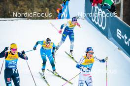 28.12.2021, Lenzerheide, Switzerland (SUI): Kerttu Niskanen (FIN), Lena Quintin (FRA), Coletta Rydzek (GER), Moa Lundgren (SWE), (l-r)  - FIS world cup cross-country, tour de ski, individual sprint, Lenzerheide (SUI). www.nordicfocus.com. © Modica/NordicFocus. Every downloaded picture is fee-liable.