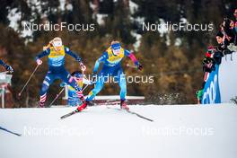 28.12.2021, Lenzerheide, Switzerland (SUI): Nadine Faehndrich (SUI), Hailey Swirbul (USA), (l-r)  - FIS world cup cross-country, tour de ski, individual sprint, Lenzerheide (SUI). www.nordicfocus.com. © Modica/NordicFocus. Every downloaded picture is fee-liable.