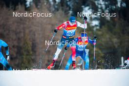28.12.2021, Lenzerheide, Switzerland (SUI): Harald Oestberg Amundsen (NOR), Erwan Kaeser (SUI), (l-r)  - FIS world cup cross-country, tour de ski, individual sprint, Lenzerheide (SUI). www.nordicfocus.com. © Modica/NordicFocus. Every downloaded picture is fee-liable.