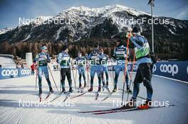 27.12.2021, Lenzerheide, Switzerland (SUI): Richard Jouve (FRA), Renaud Jay (FRA), Lucas Chanavat (FRA), (l-r)  - FIS world cup cross-country, tour de ski, training, Lenzerheide (SUI). www.nordicfocus.com. © Modica/NordicFocus. Every downloaded picture is fee-liable.