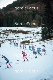 31.12.2021, Oberstdorf, Germany (GER): Denis Spitsov (RUS), Alexander Bolshunov (RUS), Iivo Niskanen (FIN), Martin Loewstroem Nyenget (NOR), Erik Valnes (NOR), (l-r)  - FIS world cup cross-country, tour de ski, mass men, Oberstdorf (GER). www.nordicfocus.com. © Modica/NordicFocus. Every downloaded picture is fee-liable.