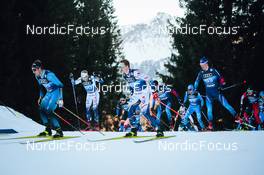 31.12.2021, Oberstdorf, Germany (GER): Martin Collet (FRA), Viktor Braennmark (SWE), Gustav Eriksson (SWE), Cyril Faehndrich (SUI), (l-r)  - FIS world cup cross-country, tour de ski, mass men, Oberstdorf (GER). www.nordicfocus.com. © Modica/NordicFocus. Every downloaded picture is fee-liable.