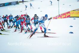 31.12.2021, Oberstdorf, Germany (GER): Alexander Bolshunov (RUS), Sjur Roethe (NOR), Paal Golberg (NOR), Calle Halfvarsson (SWE), (l-r)  - FIS world cup cross-country, tour de ski, mass men, Oberstdorf (GER). www.nordicfocus.com. © Modica/NordicFocus. Every downloaded picture is fee-liable.