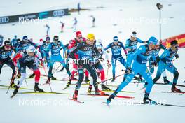 31.12.2021, Oberstdorf, Germany (GER): Emil Iversen (NOR), Janosch Brugger (GER), Francesco De Fabiani (ITA), Jules Lapierre (FRA), (l-r)  - FIS world cup cross-country, tour de ski, mass men, Oberstdorf (GER). www.nordicfocus.com. © Modica/NordicFocus. Every downloaded picture is fee-liable.