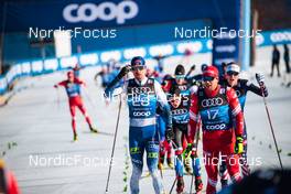 31.12.2021, Oberstdorf, Germany (GER): Perttu Hyvarinen (FIN), Alexey Chervotkin (RUS), (l-r)  - FIS world cup cross-country, tour de ski, mass men, Oberstdorf (GER). www.nordicfocus.com. © Modica/NordicFocus. Every downloaded picture is fee-liable.