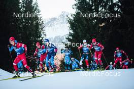 31.12.2021, Oberstdorf, Germany (GER): Denis Spitsov (RUS), Alexander Terentev (RUS), Roman Furger (SUI), Didrik Toenseth (NOR), Andrey Melnichenko (RUS), Ilia Semikov (RUS), (l-r)  - FIS world cup cross-country, tour de ski, mass men, Oberstdorf (GER). www.nordicfocus.com. © Modica/NordicFocus. Every downloaded picture is fee-liable.