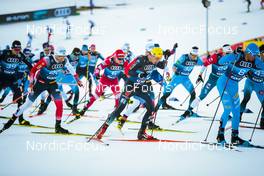 31.12.2021, Oberstdorf, Germany (GER): Emil Iversen (NOR), Janosch Brugger (GER), Francesco De Fabiani (ITA), (l-r)  - FIS world cup cross-country, tour de ski, mass men, Oberstdorf (GER). www.nordicfocus.com. © Modica/NordicFocus. Every downloaded picture is fee-liable.