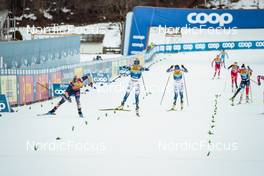 31.12.2021, Oberstdorf, Germany (GER): Jessie Diggins (USA), Frida Karlsson (SWE), Ebba Andersson (SWE), (l-r)  - FIS world cup cross-country, tour de ski, mass women, Oberstdorf (GER). www.nordicfocus.com. © Modica/NordicFocus. Every downloaded picture is fee-liable.