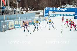 31.12.2021, Oberstdorf, Germany (GER): Jessie Diggins (USA), Frida Karlsson (SWE), Ebba Andersson (SWE), Tatiana Sorina (RUS), (l-r)  - FIS world cup cross-country, tour de ski, mass women, Oberstdorf (GER). www.nordicfocus.com. © Modica/NordicFocus. Every downloaded picture is fee-liable.