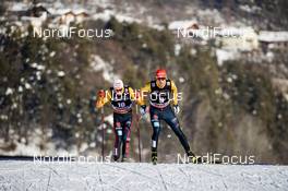 15.01.2021, Val di Fiemme, Italy (ITA): Vinzenz Geiger (GER), Eric Frenzel (GER), (l-r)  - FIS world cup nordic combined men, individual Gundersen HS106/10km, Val di Fiemme (ITA). www.nordicfocus.com. © Modica/NordicFocus. Every downloaded picture is fee-liable.
