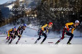 15.01.2021, Val di Fiemme, Italy (ITA): Lukas Greiderer (AUT), Eric Frenzel (GER), Vinzenz Geiger (GER), (l-r)  - FIS world cup nordic combined men, individual Gundersen HS106/10km, Val di Fiemme (ITA). www.nordicfocus.com. © Modica/NordicFocus. Every downloaded picture is fee-liable.