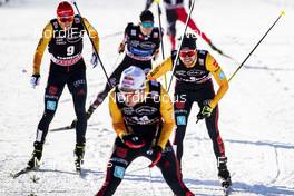 15.01.2021, Val di Fiemme, Italy (ITA): Fabian Riessle (GER), Eric Frenzel (GER), Vinzenz Geiger (GER), (l-r)  - FIS world cup nordic combined men, individual Gundersen HS106/10km, Val di Fiemme (ITA). www.nordicfocus.com. © Modica/NordicFocus. Every downloaded picture is fee-liable.