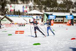 15.01.2021, Val di Fiemme, Italy (ITA): Taylor Fletcher (USA), Alessandro Pittin (ITA), (l-r)  - FIS world cup nordic combined men, individual Gundersen HS106/10km, Val di Fiemme (ITA). www.nordicfocus.com. © Modica/NordicFocus. Every downloaded picture is fee-liable.