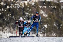 15.01.2021, Val di Fiemme, Italy (ITA): Perttu Reponen (FIN), Gael Blondeau (FRA), Martin Fritz (AUT), (l-r)  - FIS world cup nordic combined men, individual Gundersen HS106/10km, Val di Fiemme (ITA). www.nordicfocus.com. © Modica/NordicFocus. Every downloaded picture is fee-liable.