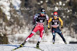 15.01.2021, Val di Fiemme, Italy (ITA): Joergen Graabak (NOR), Terence Weber (GER), (l-r)  - FIS world cup nordic combined men, individual Gundersen HS106/10km, Val di Fiemme (ITA). www.nordicfocus.com. © Modica/NordicFocus. Every downloaded picture is fee-liable.