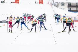 17.01.2021, Val di Fiemme, Italy (ITA): Jarl Magnus Riiber (NOR), Mario Seidl (AUT), Fabian Riessle (GER), Eric Frenzel (GER), Vinzenz Geiger (GER), Manuel Faisst (GER), Alessandro Pittin (ITA), Eero Hirvonen (FIN), Akito Watabe (JPN), Ilkka Herola (FIN), (l-r)  - FIS world cup nordic combined men, individual Gundersen HS106/10km, Val di Fiemme (ITA). www.nordicfocus.com. © Modica/NordicFocus. Every downloaded picture is fee-liable.