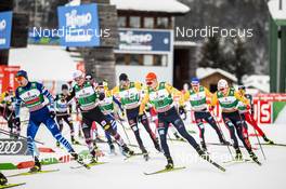 17.01.2021, Val di Fiemme, Italy (ITA): Ilkka Herola (FIN), Martin Fritz (AUT), Fabian Riessle (GER), Eric Frenzel (GER), Vinzenz Geiger (GER), (l-r)  - FIS world cup nordic combined men, individual Gundersen HS106/10km, Val di Fiemme (ITA). www.nordicfocus.com. © Modica/NordicFocus. Every downloaded picture is fee-liable.