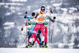 17.01.2021, Val di Fiemme, Italy (ITA): Jarl Magnus Riiber (NOR), Laurent Muhlethaler (FRA), (l-r)  - FIS world cup nordic combined men, individual Gundersen HS106/10km, Val di Fiemme (ITA). www.nordicfocus.com. © Modica/NordicFocus. Every downloaded picture is fee-liable.
