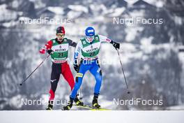 17.01.2021, Val di Fiemme, Italy (ITA): Kristjan Ilves (EST), Hideaki Nagai (JPN), (l-r)  - FIS world cup nordic combined men, individual Gundersen HS106/10km, Val di Fiemme (ITA). www.nordicfocus.com. © Modica/NordicFocus. Every downloaded picture is fee-liable.
