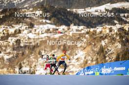 16.01.2021, Val di Fiemme, Italy (ITA): Eric Frenzel (GER), Johannes Lamparter (AUT), Espen Bjoernstad (NOR), (l-r)  - FIS world cup nordic combined men, team sprint HS106/2x7.5km, Val di Fiemme (ITA). www.nordicfocus.com. © Modica/NordicFocus. Every downloaded picture is fee-liable.