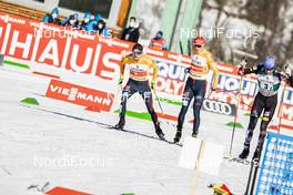 16.01.2021, Val di Fiemme, Italy (ITA): Eric Frenzel (GER), Fabian Riessle (GER), (l-r)  - FIS world cup nordic combined men, team sprint HS106/2x7.5km, Val di Fiemme (ITA). www.nordicfocus.com. © Modica/NordicFocus. Every downloaded picture is fee-liable.