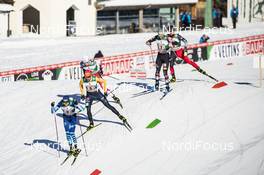 16.01.2021, Val di Fiemme, Italy (ITA): Ilkka Herola (FIN), Johannes Rydzek (GER), Lukas Klapfer (AUT), Yoshito Watabe (JPN), (l-r)  - FIS world cup nordic combined men, team sprint HS106/2x7.5km, Val di Fiemme (ITA). www.nordicfocus.com. © Modica/NordicFocus. Every downloaded picture is fee-liable.