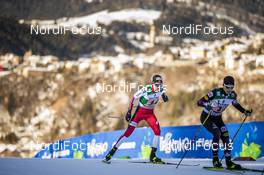 16.01.2021, Val di Fiemme, Italy (ITA): Espen Bjoernstad (NOR), Johannes Lamparter (AUT), (l-r)  - FIS world cup nordic combined men, team sprint HS106/2x7.5km, Val di Fiemme (ITA). www.nordicfocus.com. © Modica/NordicFocus. Every downloaded picture is fee-liable.