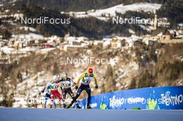 16.01.2021, Val di Fiemme, Italy (ITA): Johannes Rydzek (GER), Lukas Klapfer (AUT), Kasper Moen Flatla (NOR), (l-r)  - FIS world cup nordic combined men, team sprint HS106/2x7.5km, Val di Fiemme (ITA). www.nordicfocus.com. © Modica/NordicFocus. Every downloaded picture is fee-liable.