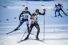 16.01.2021, Val di Fiemme, Italy (ITA): Jasper Good (USA), Alessandro Pittin (ITA), (l-r)  - FIS world cup nordic combined men, team sprint HS106/2x7.5km, Val di Fiemme (ITA). www.nordicfocus.com. © Modica/NordicFocus. Every downloaded picture is fee-liable.