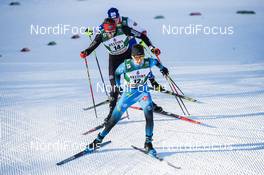 16.01.2021, Val di Fiemme, Italy (ITA): Matteo Baud (FRA), Ben Loomis (USA), (l-r)  - FIS world cup nordic combined men, team sprint HS106/2x7.5km, Val di Fiemme (ITA). www.nordicfocus.com. © Modica/NordicFocus. Every downloaded picture is fee-liable.