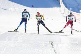 16.01.2021, Val di Fiemme, Italy (ITA): Ilkka Herola (FIN), Julian Schmid (GER), Joergen Graabak (NOR), (l-r)  - FIS world cup nordic combined men, team sprint HS106/2x7.5km, Val di Fiemme (ITA). www.nordicfocus.com. © Modica/NordicFocus. Every downloaded picture is fee-liable.