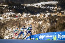 16.01.2021, Val di Fiemme, Italy (ITA): Aaron Kostner (ITA), Arttu Maekiaho (FIN), Viacheslav Barkov (RUS), (l-r)  - FIS world cup nordic combined men, team sprint HS106/2x7.5km, Val di Fiemme (ITA). www.nordicfocus.com. © Modica/NordicFocus. Every downloaded picture is fee-liable.