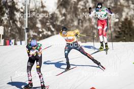 16.01.2021, Val di Fiemme, Italy (ITA): Lukas Greiderer (AUT), Fabian Riessle (GER), Joergen Graabak (NOR), (l-r)  - FIS world cup nordic combined men, team sprint HS106/2x7.5km, Val di Fiemme (ITA). www.nordicfocus.com. © Modica/NordicFocus. Every downloaded picture is fee-liable.