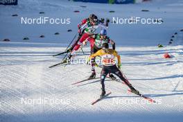 16.01.2021, Val di Fiemme, Italy (ITA): Fabian Riessle (GER), Lukas Greiderer (AUT), Joergen Graabak (NOR), (l-r)  - FIS world cup nordic combined men, team sprint HS106/2x7.5km, Val di Fiemme (ITA). www.nordicfocus.com. © Modica/NordicFocus. Every downloaded picture is fee-liable.