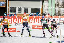 16.01.2021, Val di Fiemme, Italy (ITA): Eric Frenzel (GER), Fabian Riessle (GER), Johannes Lamparter (AUT), Lukas Greiderer (AUT), (l-r)  - FIS world cup nordic combined men, team sprint HS106/2x7.5km, Val di Fiemme (ITA). www.nordicfocus.com. © Modica/NordicFocus. Every downloaded picture is fee-liable.